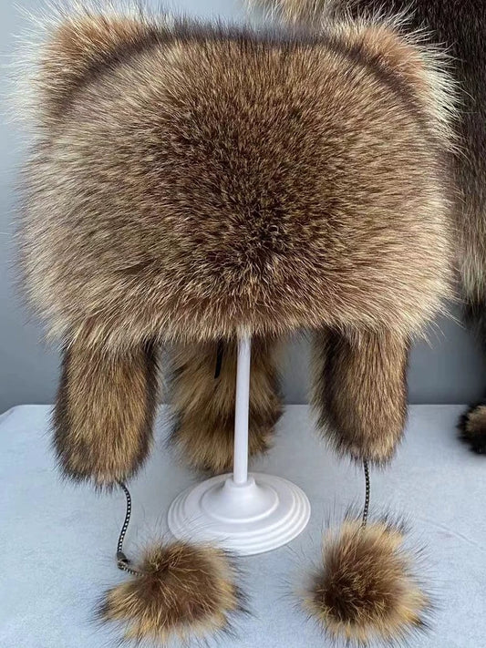 American Raccoon Fur Hat Natural Raccoon Fur Hat