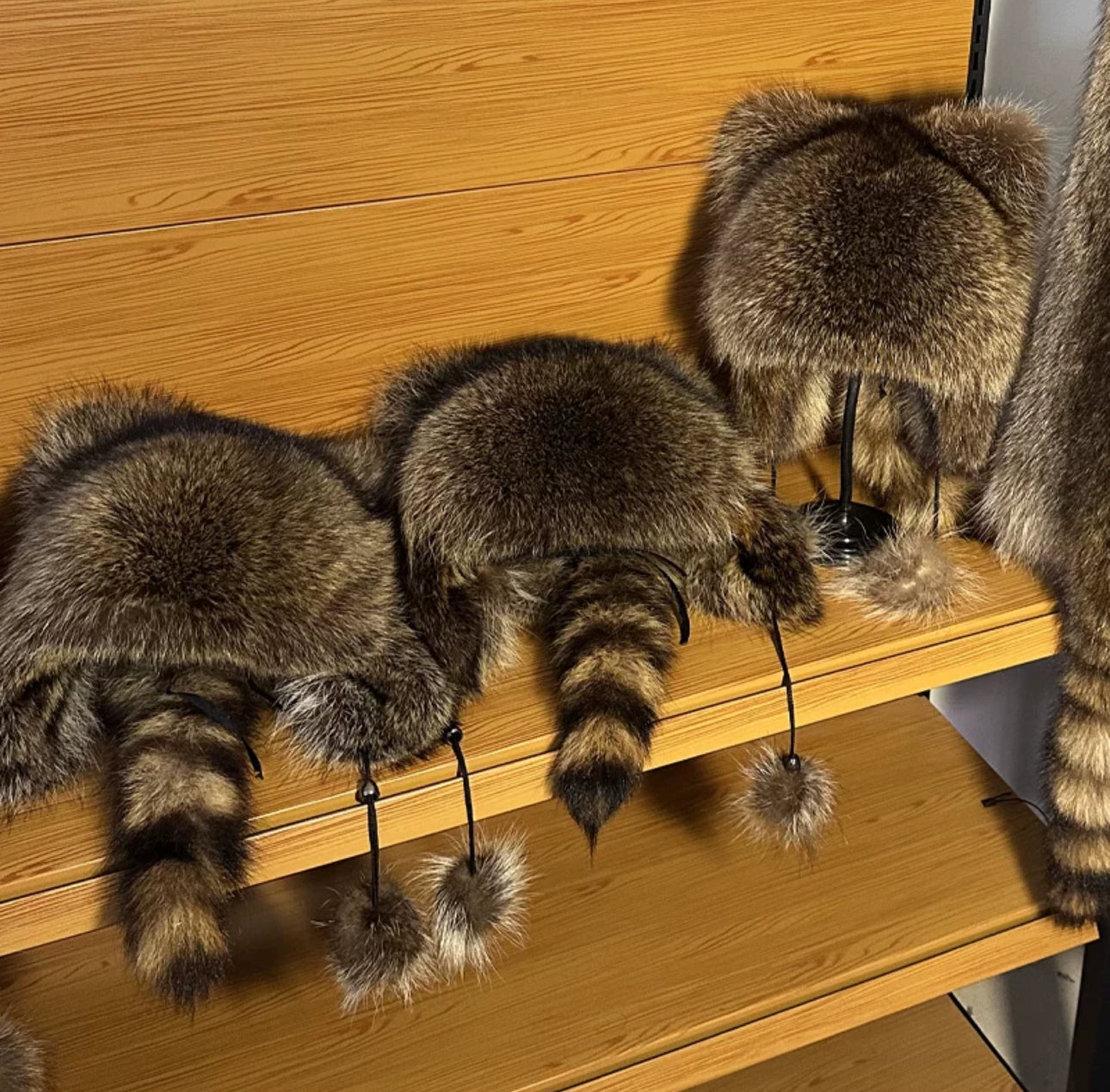Handmade Real Raccoon Fur Hat for Adults & Kids
