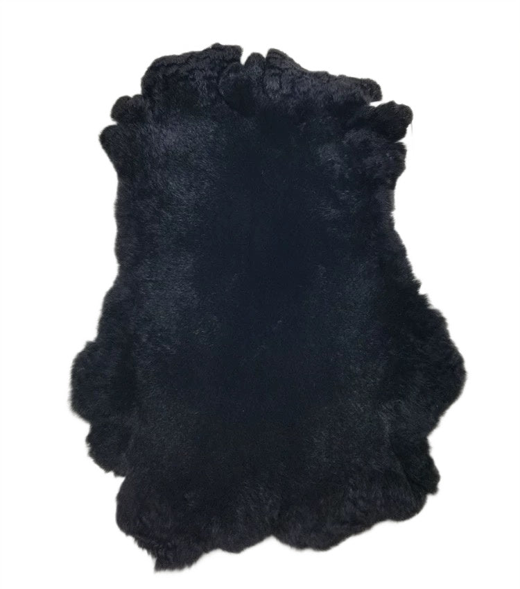Black Rex Rabbit Fur Pelt - 100% Genuine Rex Rabbit – Jet Black Rex Fur Pelt