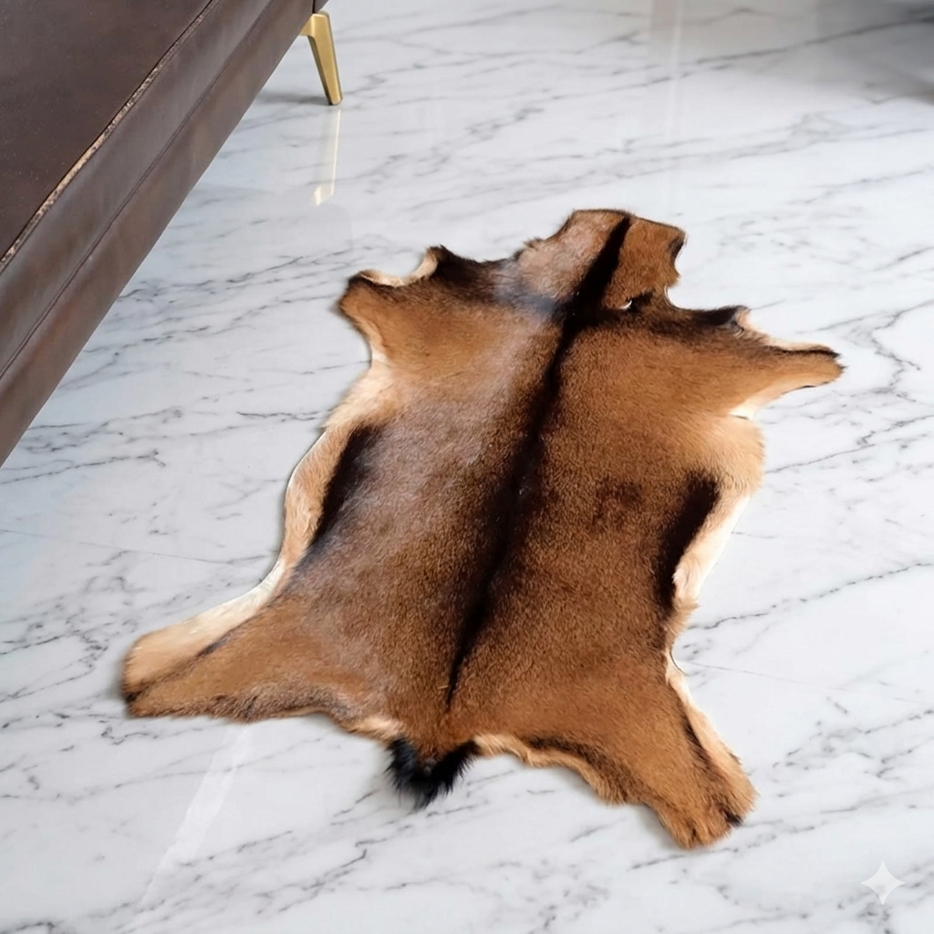 Natural goat skin area rug organic home decor wholesale custom sizes - Turkish Leather Fur