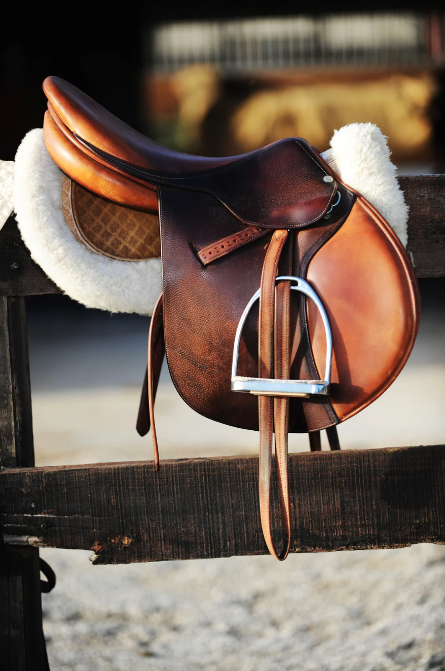 Equestrian leather saddle bridle horse riding gear - Turkish Leather Fur