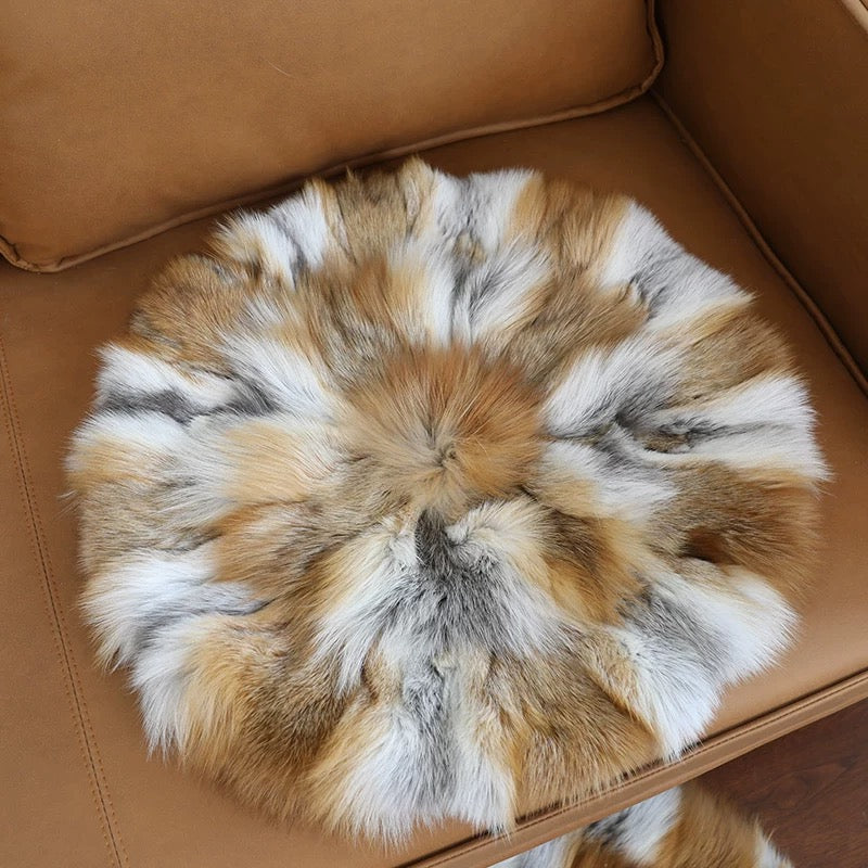 Genuine fur cushion sheepskin rabbit fox cushion- Turkish Leather Fur