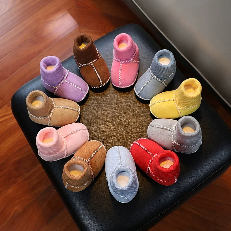 Natural Merino fur baby booties chemical-free handmade - Turkish Leather Fur