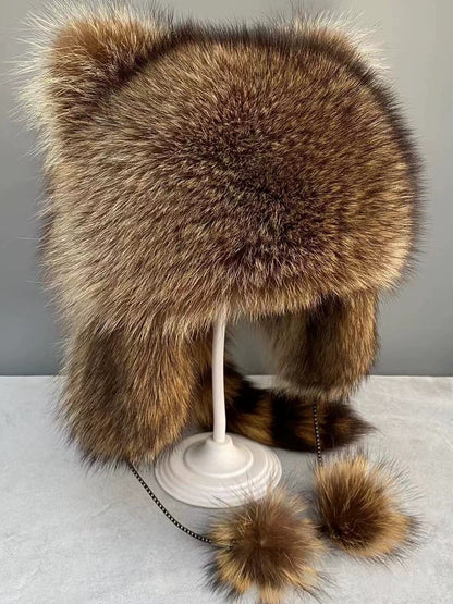 American Raccoon Fur Hat Natural Raccoon Fur Hat