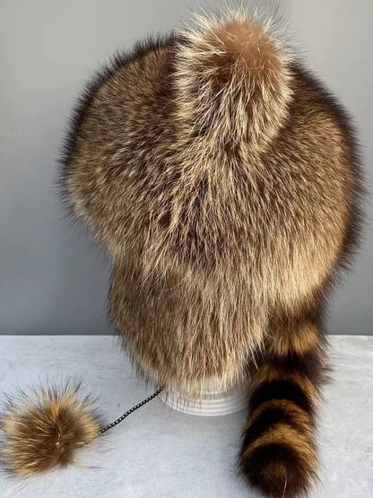 American Raccoon Fur Hat Natural Raccoon Fur Hat