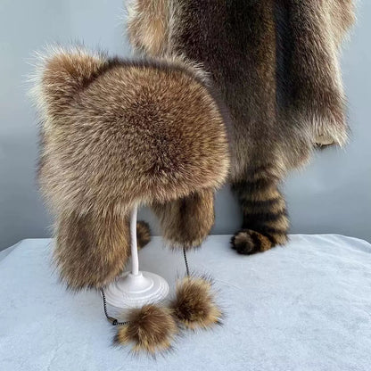 American Raccoon Fur Hat Natural Raccoon Fur Hat
