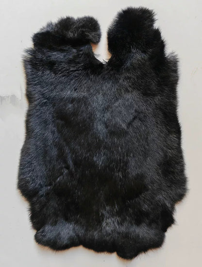 100% Undyed Natural Rabbit Fur | Authentic Tones: Snow White, Ash Grey & Golden Yellow | Black Rabbit Fur (Worldwide Shipping)