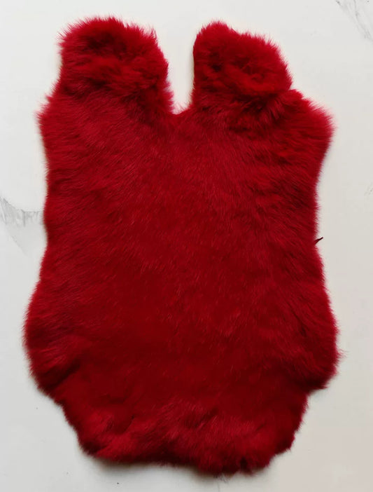 Red Rabbit Fur for Crafts | Premium Natural White Rabbit Pelt | Red Wine Color Rabbit Skin