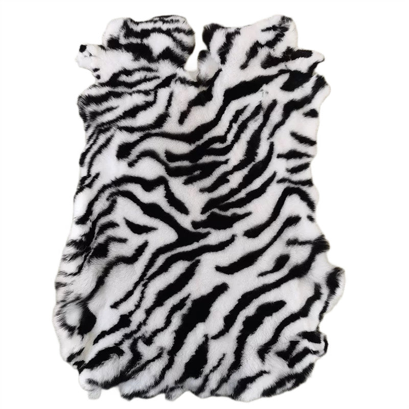 Zebra Print Rex Rabbit Fur Pelt - Vibrant Deep Tone Premium Grade