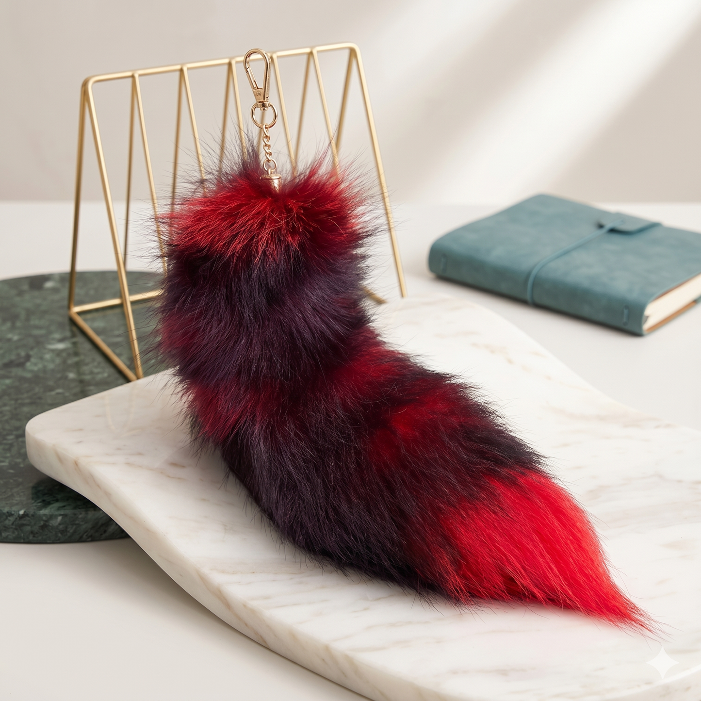 Red Fox Tail Keychain | Genuine Fur Bag Charm & Accessory