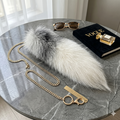 Natural Arctic Fox Tail Keychain - Authentic Fur Bag Charm & Belt Accessory